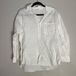 Zara Basic White Long Sleeve Shirt Women's size medium 3/4 sleeve